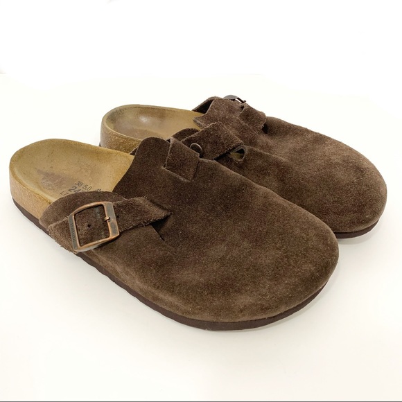 Birkenstock Shoes - Birkenstock Brown Soft Suede Slip On Clogs